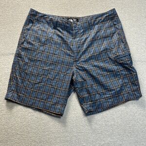 The North Face Cargo Shorts Mens 36 Blue Orange Plaid Outdoor Hiking Casual‎ Fit